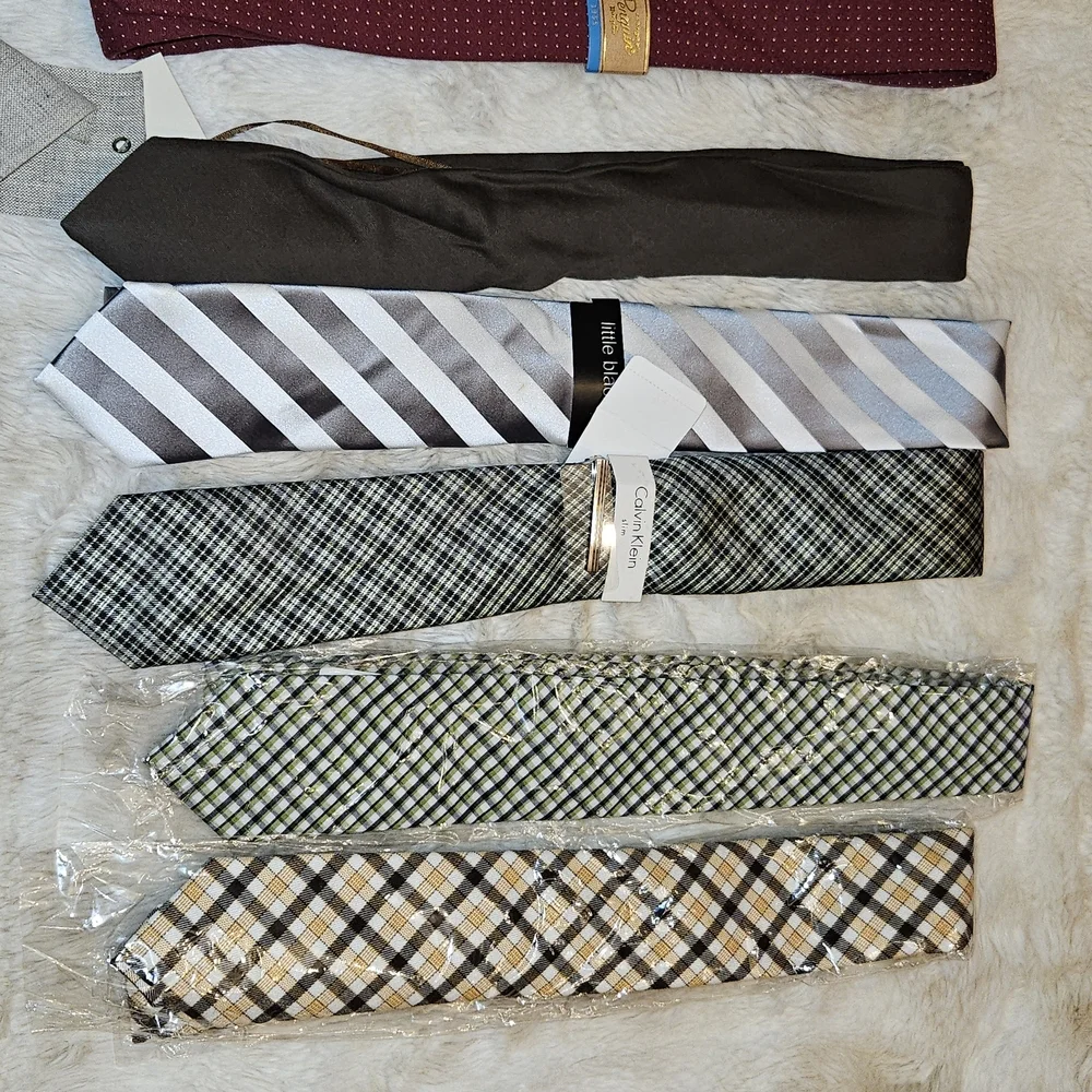 Lot Of 6 Men Slim/Skinny/Slim Ties - Brands: Calvin Klein Peguin The Tie Bar